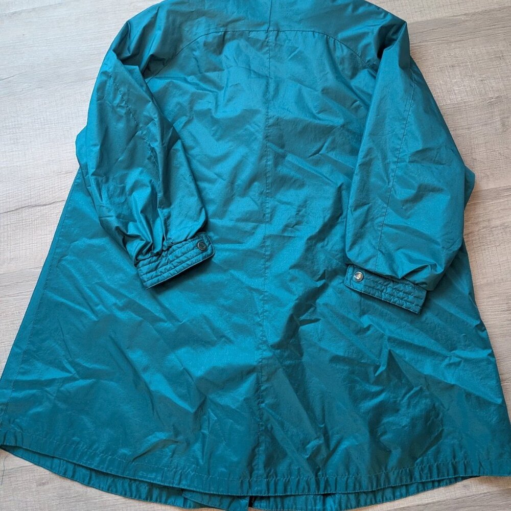Vintage 1980s Coat Collectibles Raincoat in Teal Green Womens. stand up collar - Picture 2 of 5
